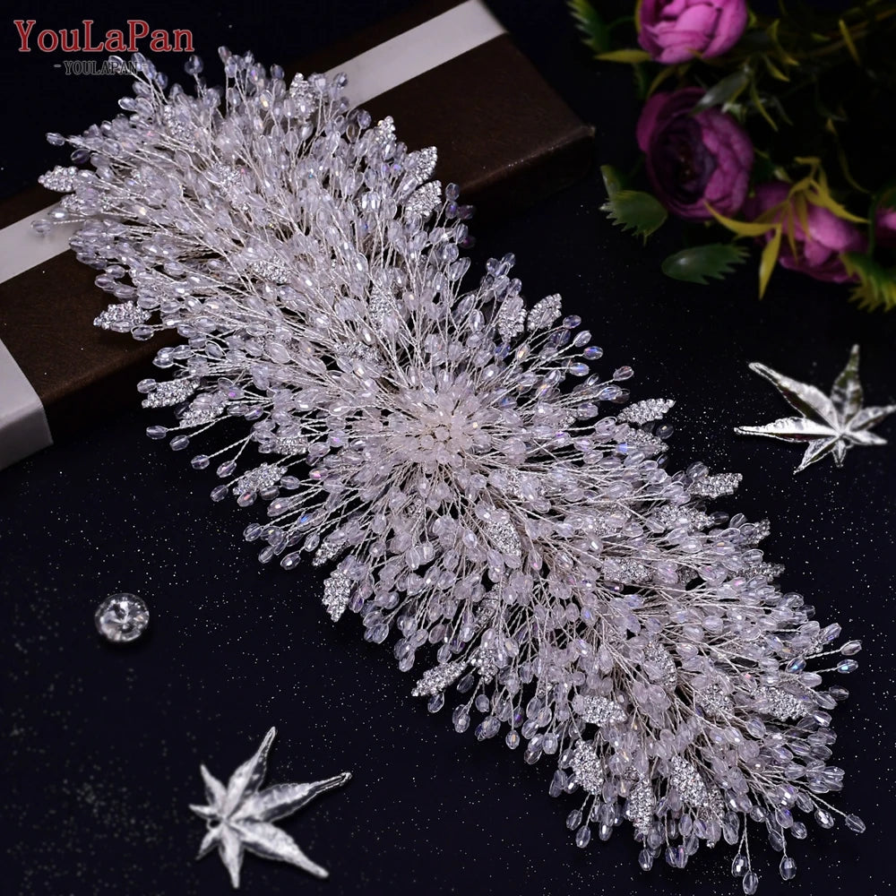 TOPQUEEN Luxurious Bridal Headband Wedding Headwear Bride Hair Decoration Wedding Accessories Pageant Crown Women Tiara