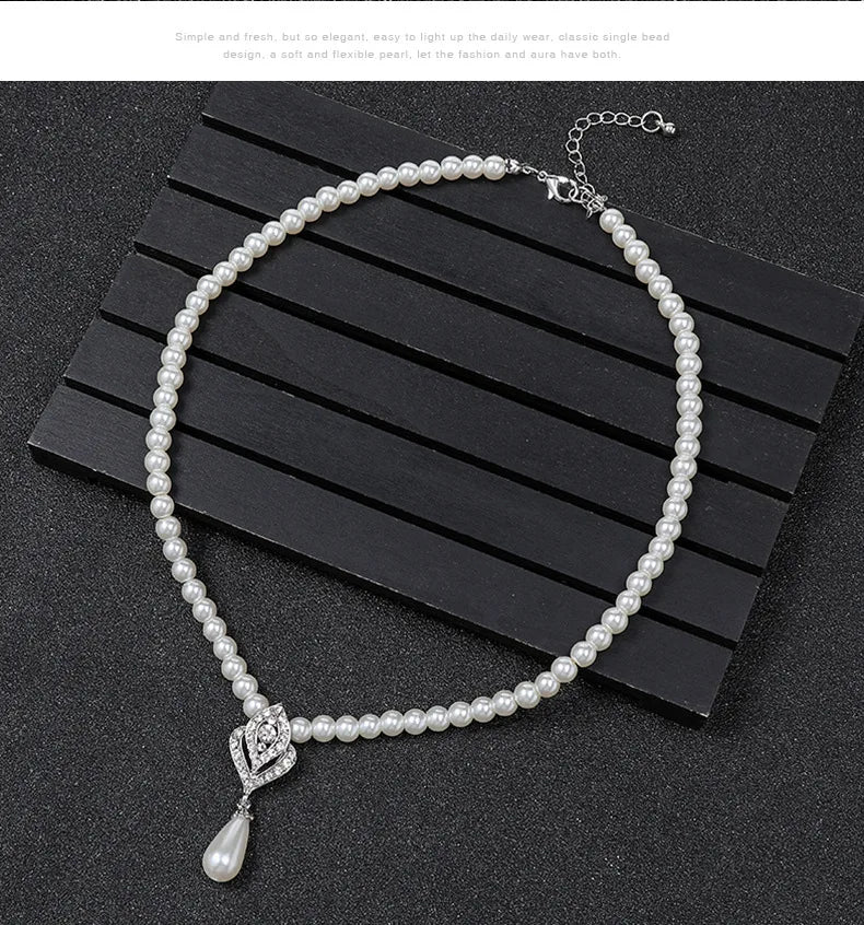 Pearl Necklace Set Women's Wedding Necklace Set Alloy