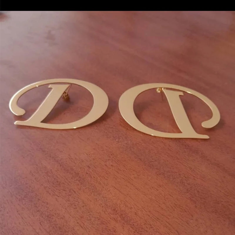 Earrings 2024 Trend Woman Large Letter Earring Custom Gold Silver Stainless Steel Hoops Jewelry Punk Girl Gift