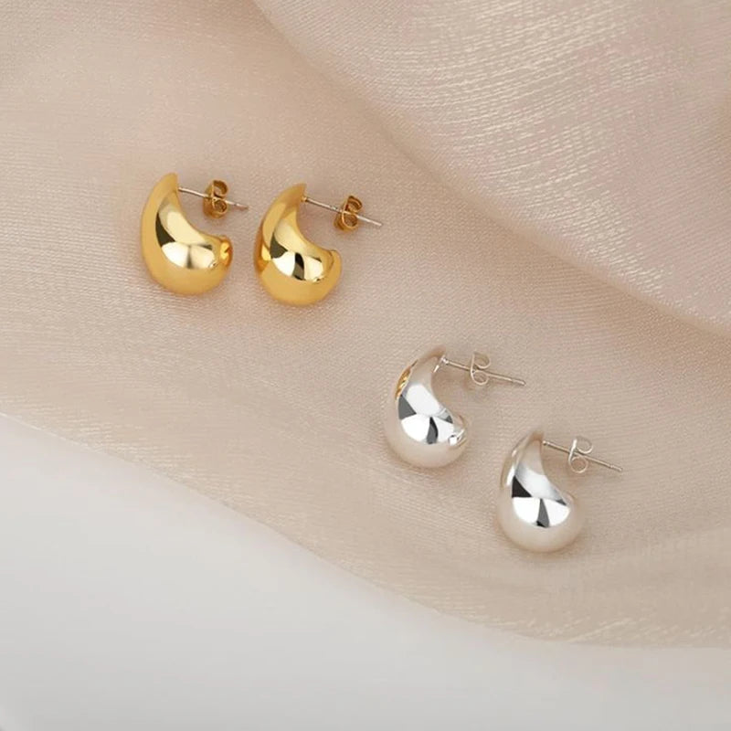 Exaggerate 50mm Big Water Drop 18K Gold Plated Metal Oversize Dupes Thick Drop Earrings Lightweight Stainless Steel Jewelry New