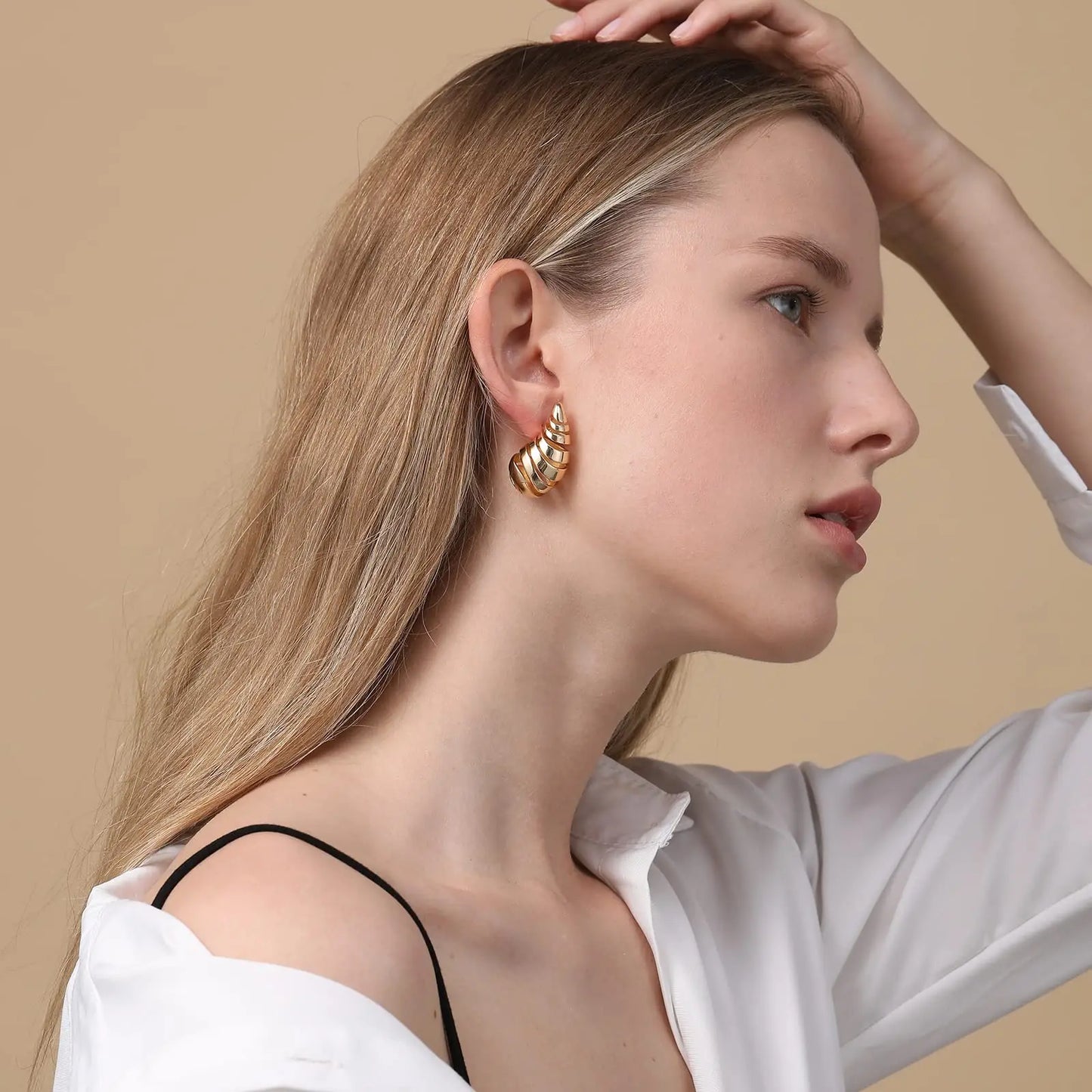 Exaggerate 50mm Big Water Drop 18K Gold Plated Metal Oversize Dupes Thick Drop Earrings Lightweight Stainless Steel Jewelry New