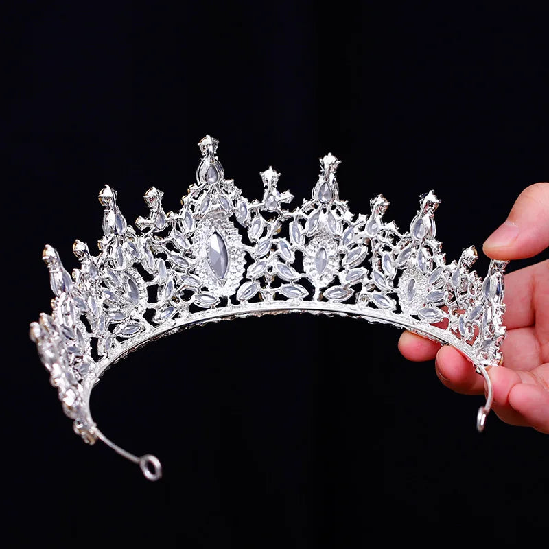 KMVEXO Cubic Zirconia Crystal Beaded Crowns Tiaras Baroque Crown Tiara For Women Bride Pageant Prom Diadem Wedding Hair Jewelry