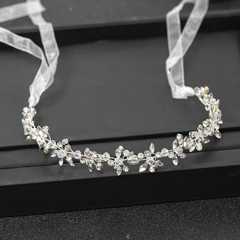 Handmade Silver Color Women Bridal Headbands Crystal Rhinestone Hairbands Wedding Hair Accessories Vines Party