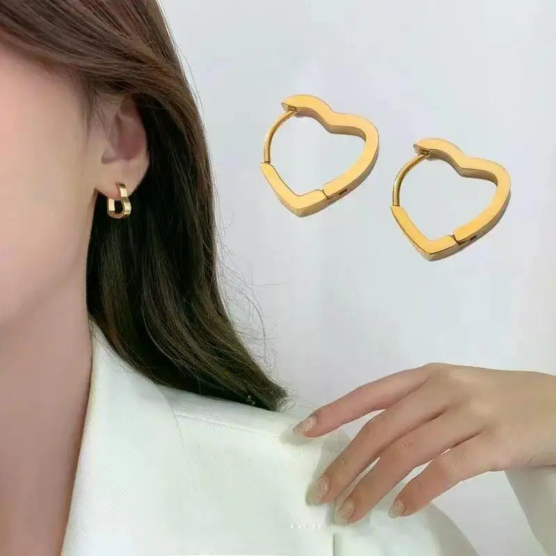 Stainless Steel Gold Color Square Hoop Earrings for Women Punk Hip-Hop Metal Geometric Earrings Trend 2024 Fashiom Jewelry Party