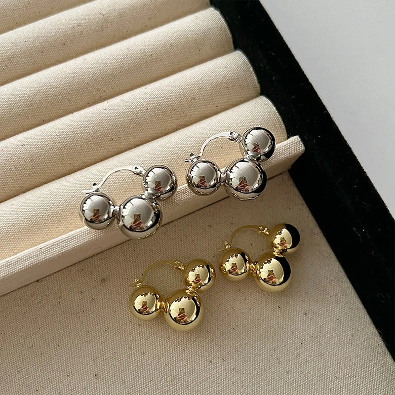Metal Ball Earrings European And American Style Personalized Fashion Stud Earrings Ladies Girls Travel Wedding Accessories 2024