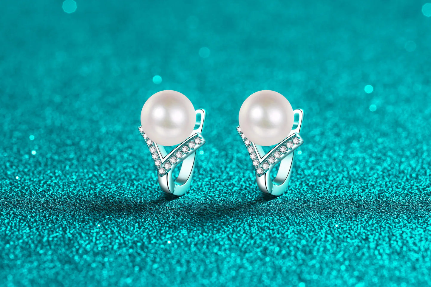 S925 Pure Silver Natural Freshwater 8mm Pearl Moissanite Party Earrings for Women
