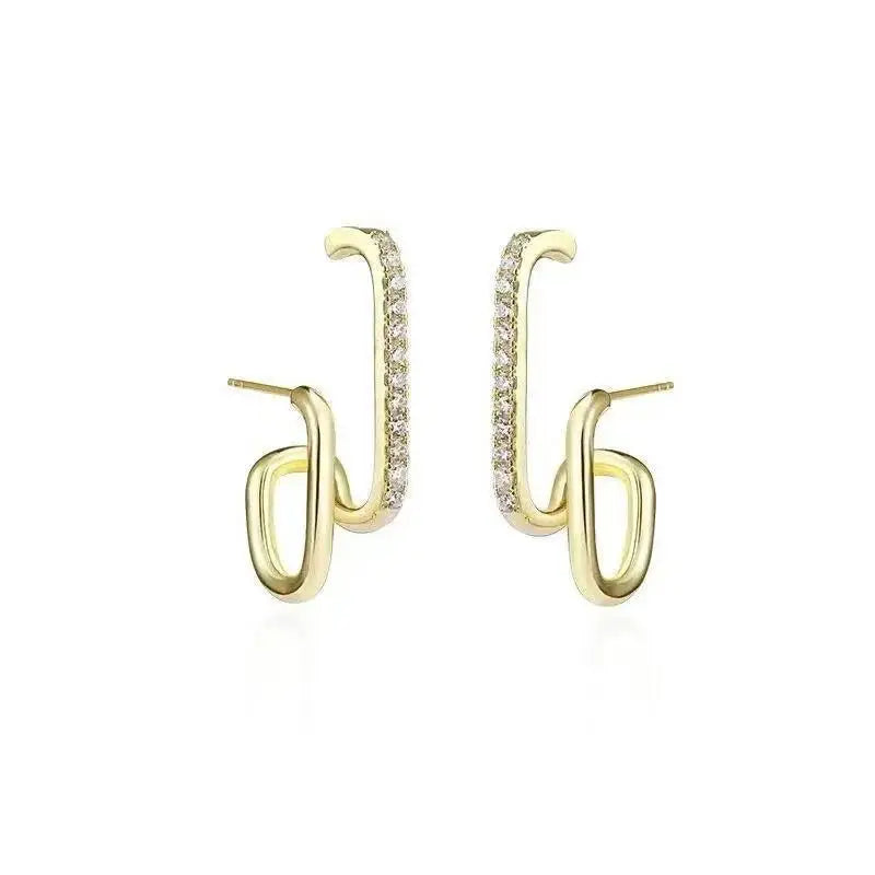 Fashion Gold Color Claws Stud Earrings with Crystal Rhinestone Design Unusual Earrings Versatile Accessories Women 2024 Jewelry