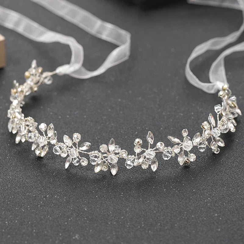Handmade Silver Color Women Bridal Headbands Crystal Rhinestone Hairbands Wedding Hair Accessories Vines Party