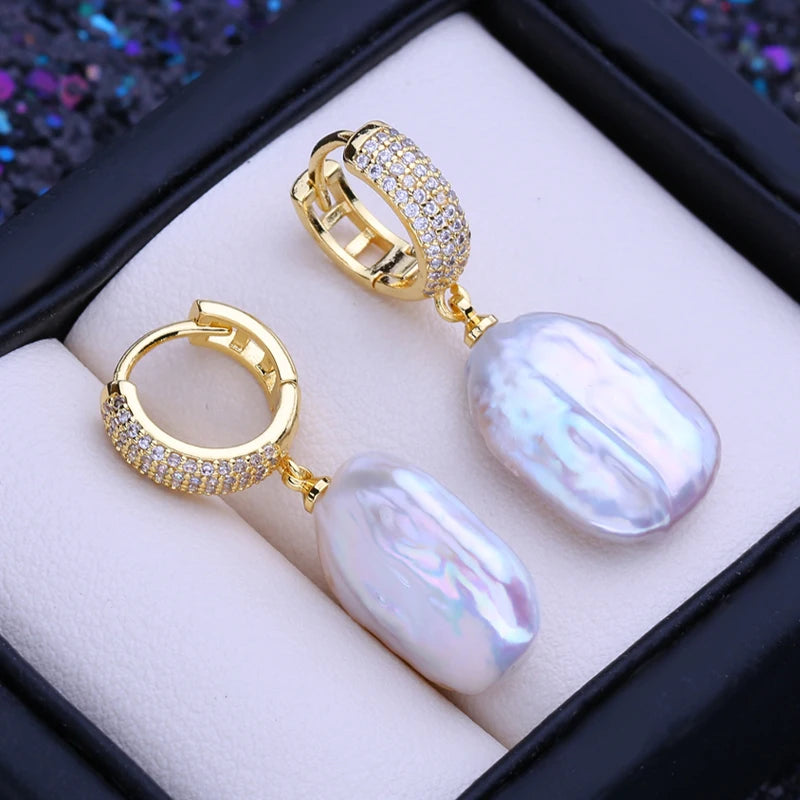 FENASY Natural Freshwater Big Baroque Pearl Drop Earrings 925 Sterling Silver Party Wedding Jewelry Gifts For Women Wholesale