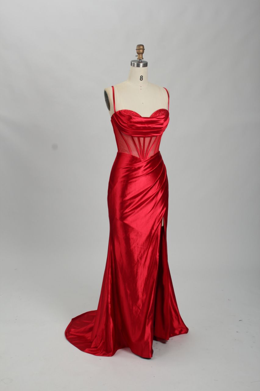 Glamour Lace Mermaid Prom Gown with High Slit - Redefine Elegance