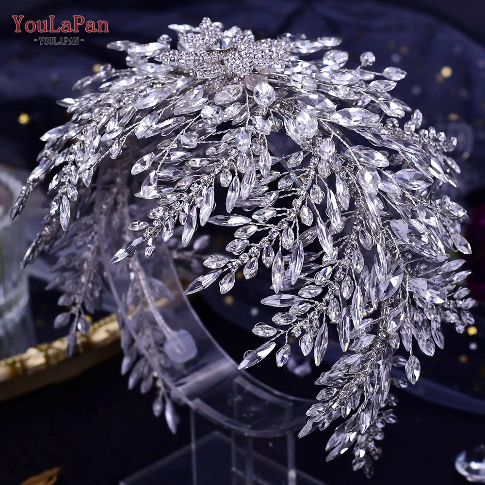TOPQUEEN Luxurious Bridal Headband Wedding Headwear Bride Hair Decoration Wedding Accessories Pageant Crown Women Tiara
