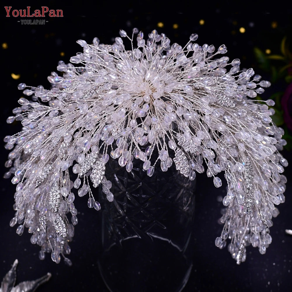 TOPQUEEN Luxurious Bridal Headband Wedding Headwear Bride Hair Decoration Wedding Accessories Pageant Crown Women Tiara