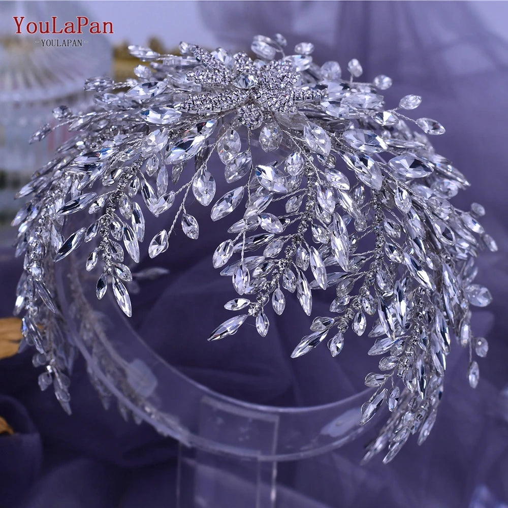 TOPQUEEN Luxurious Bridal Headband Wedding Headwear Bride Hair Decoration Wedding Accessories Pageant Crown Women Tiara