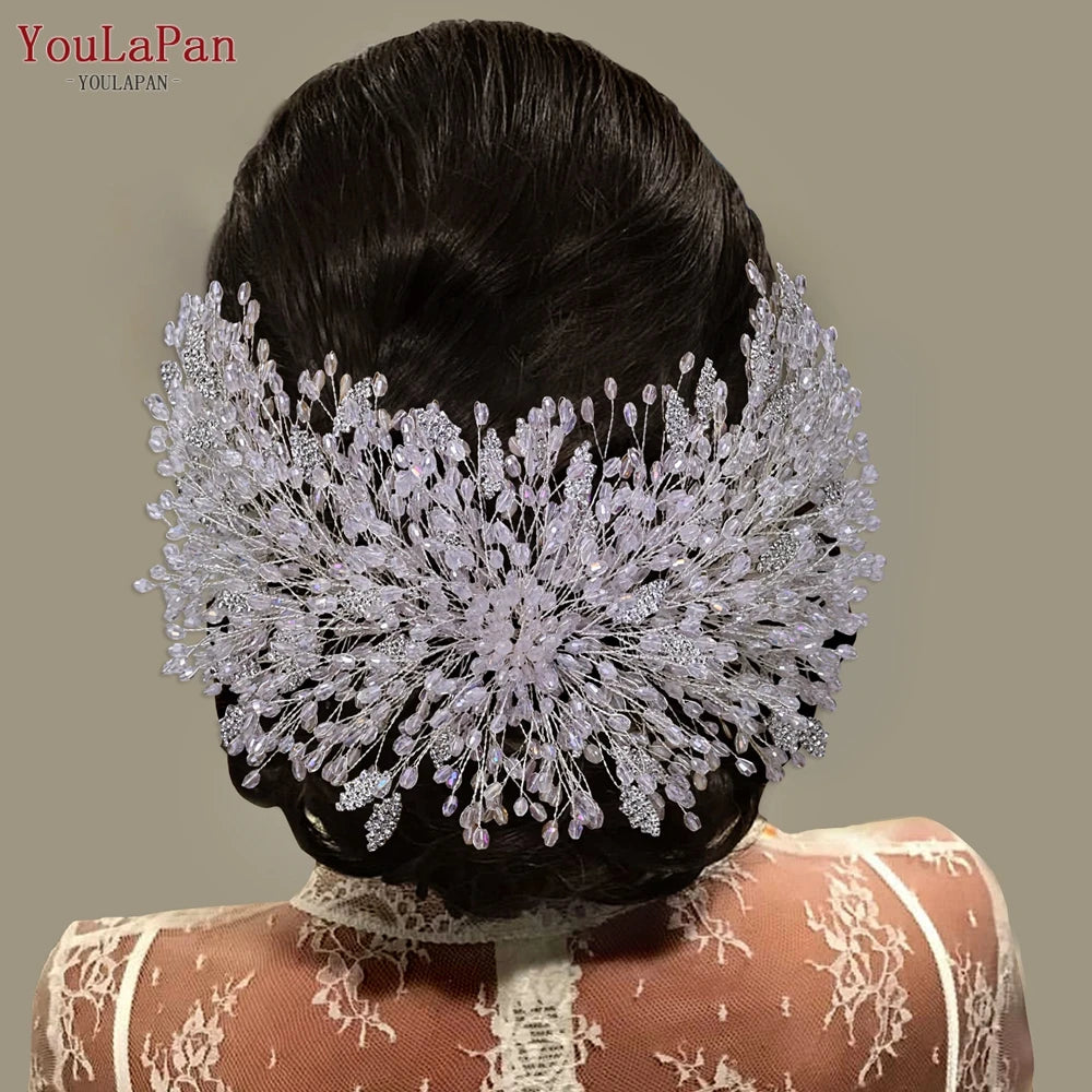 TOPQUEEN Luxurious Bridal Headband Wedding Headwear Bride Hair Decoration Wedding Accessories Pageant Crown Women Tiara