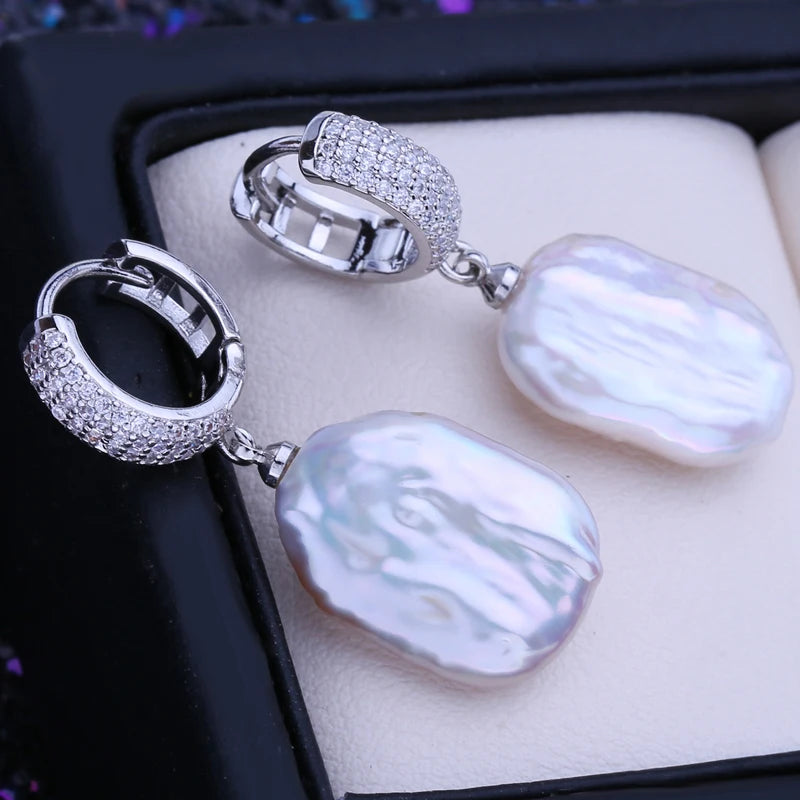 FENASY Natural Freshwater Big Baroque Pearl Drop Earrings 925 Sterling Silver Party Wedding Jewelry Gifts For Women Wholesale