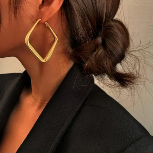 New Geometric Metal Earrings Women's Irregular Big Square Earrings Femme Hoop Earrings Fashion Jewelry Gift Pendientes 2024