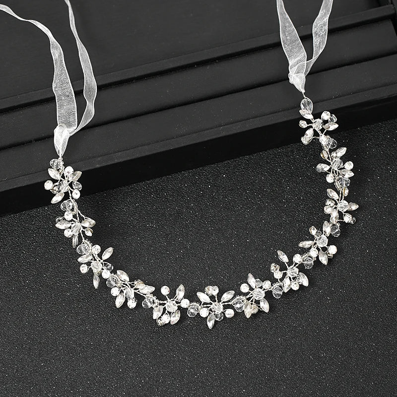 Handmade Silver Color Women Bridal Headbands Crystal Rhinestone Hairbands Wedding Hair Accessories Vines Party