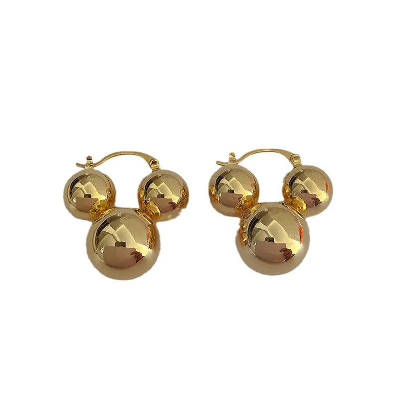 Metal Ball Earrings European And American Style Personalized Fashion Stud Earrings Ladies Girls Travel Wedding Accessories 2024