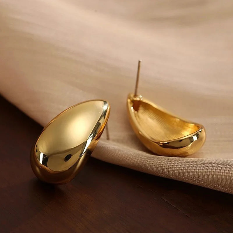 Exaggerate 50mm Big Water Drop 18K Gold Plated Metal Oversize Dupes Thick Drop Earrings Lightweight Stainless Steel Jewelry New