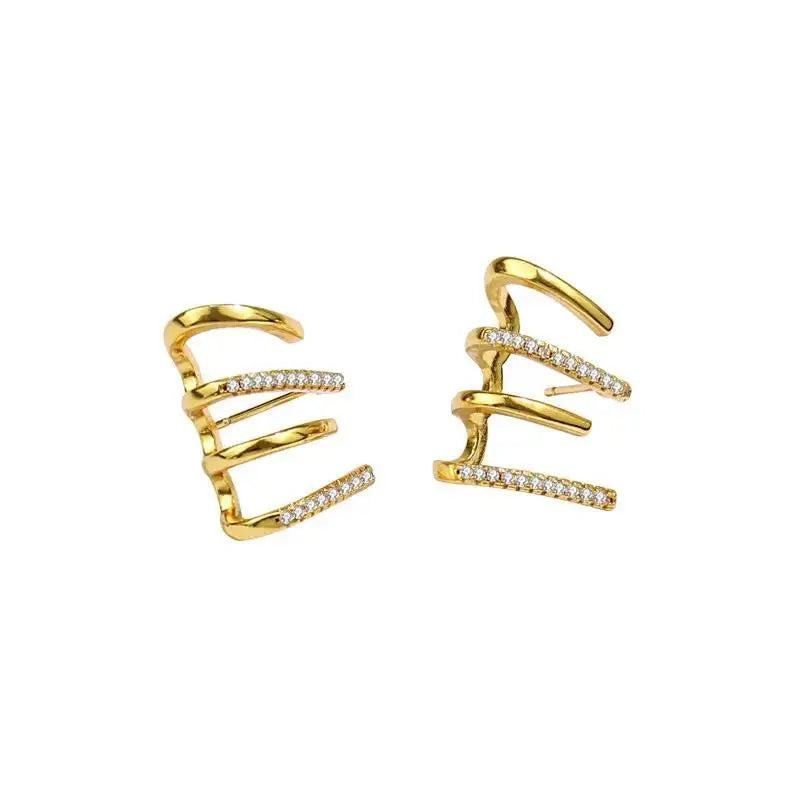 Fashion Gold Color Claws Stud Earrings with Crystal Rhinestone Design Unusual Earrings Versatile Accessories Women 2024 Jewelry