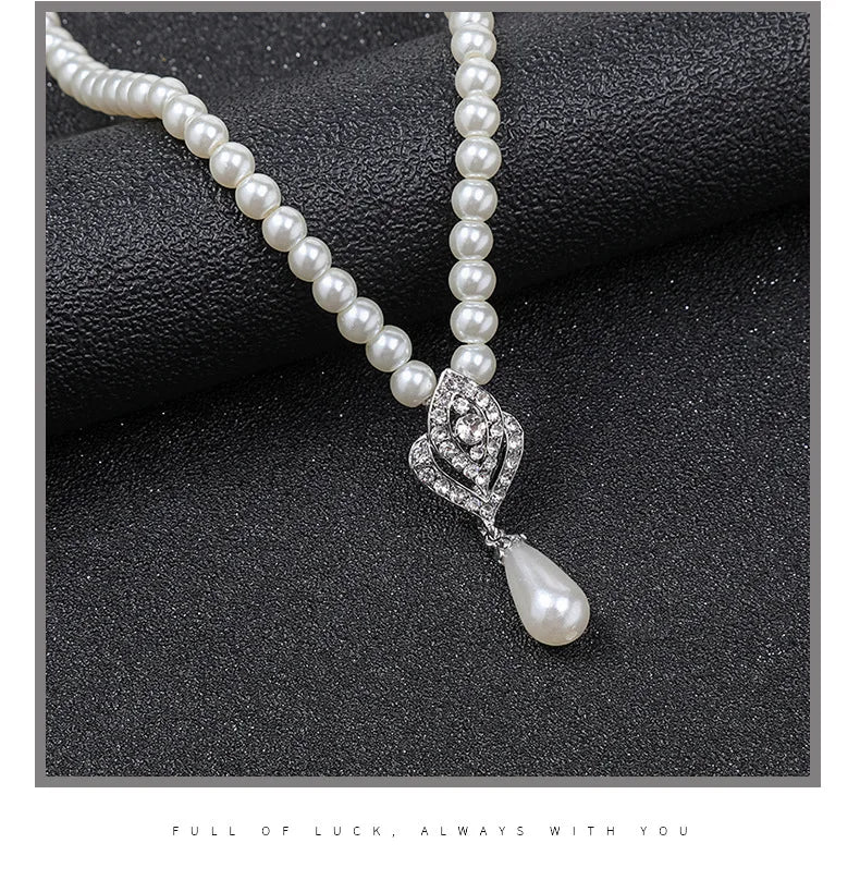 Pearl Necklace Set Women's Wedding Necklace Set Alloy