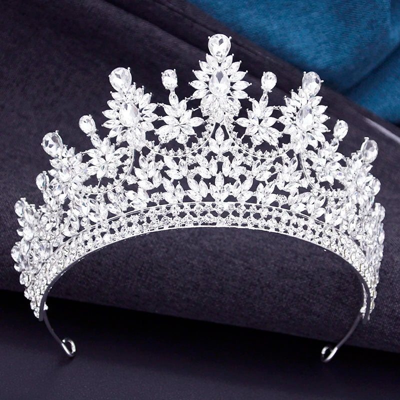 Vintage Baroque Rhinestone Bridal Large Crown Wedding Headdress Party Pageant Queen Big Tiaras Hair Jewelry Bride Headwear