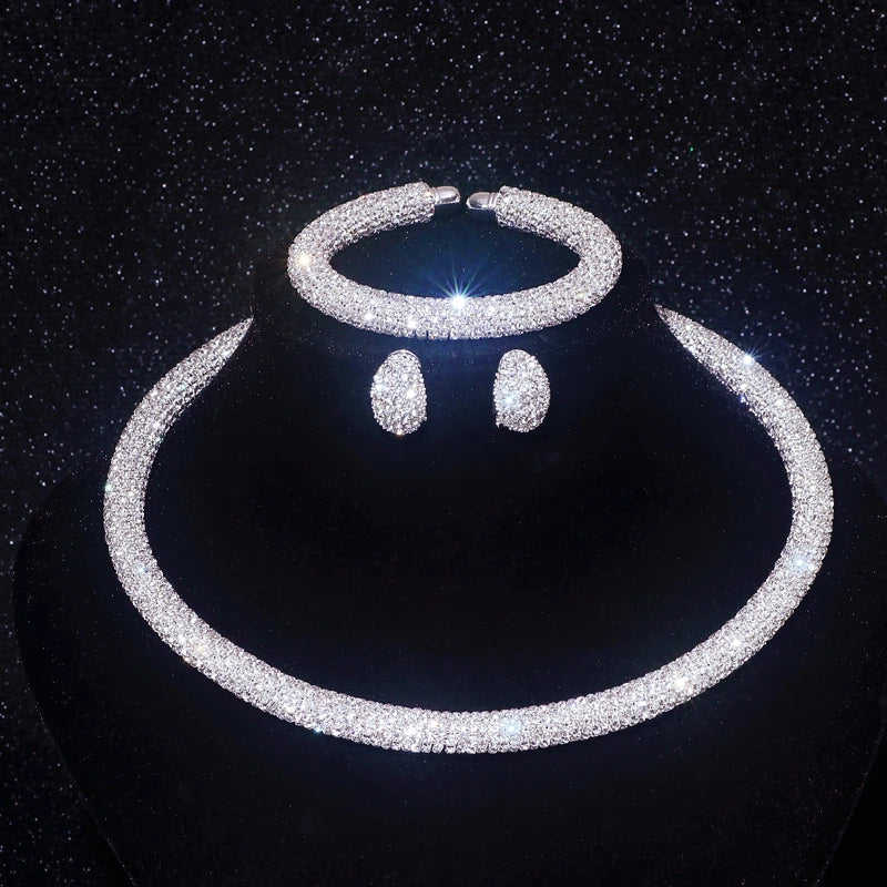 New Fashion Rhinestone Collar Choker Necklace for Women Exaggerated Simple Big Chunky Chain Necklace Torques Jewelry Accessories