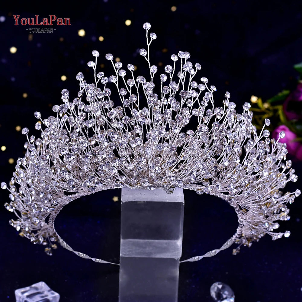 TOPQUEEN Wedding Crown Bride Diadem Hair Accessories Wedding Headwear Bridal Tiaras Pageant Headband Princess Hair Jewel