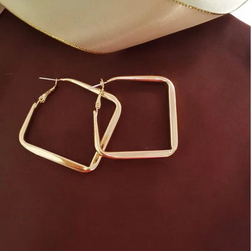 New Geometric Metal Earrings Women's Irregular Big Square Earrings Femme Hoop Earrings Fashion Jewelry Gift Pendientes 2024