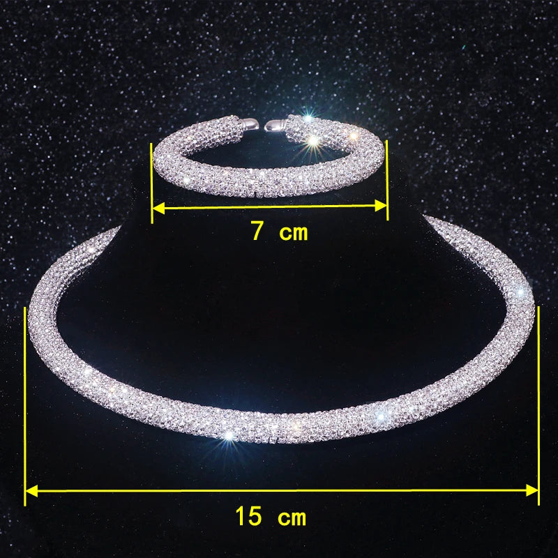 New Fashion Rhinestone Collar Choker Necklace for Women Exaggerated Simple Big Chunky Chain Necklace Torques Jewelry Accessories