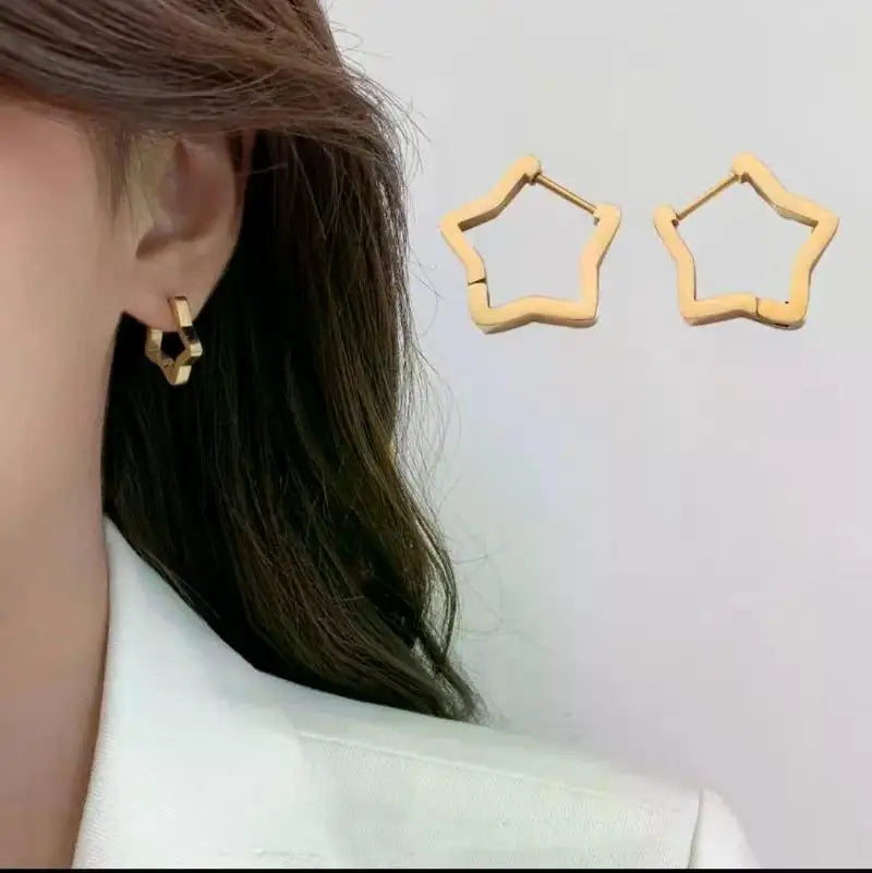 Stainless Steel Gold Color Square Hoop Earrings for Women Punk Hip-Hop Metal Geometric Earrings Trend 2024 Fashiom Jewelry Party