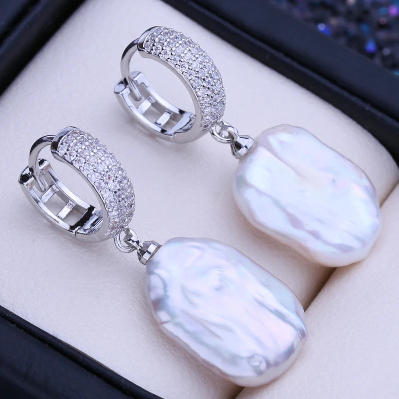 FENASY Natural Freshwater Big Baroque Pearl Drop Earrings 925 Sterling Silver Party Wedding Jewelry Gifts For Women Wholesale