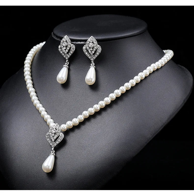 Pearl Necklace Set Women's Wedding Necklace Set Alloy