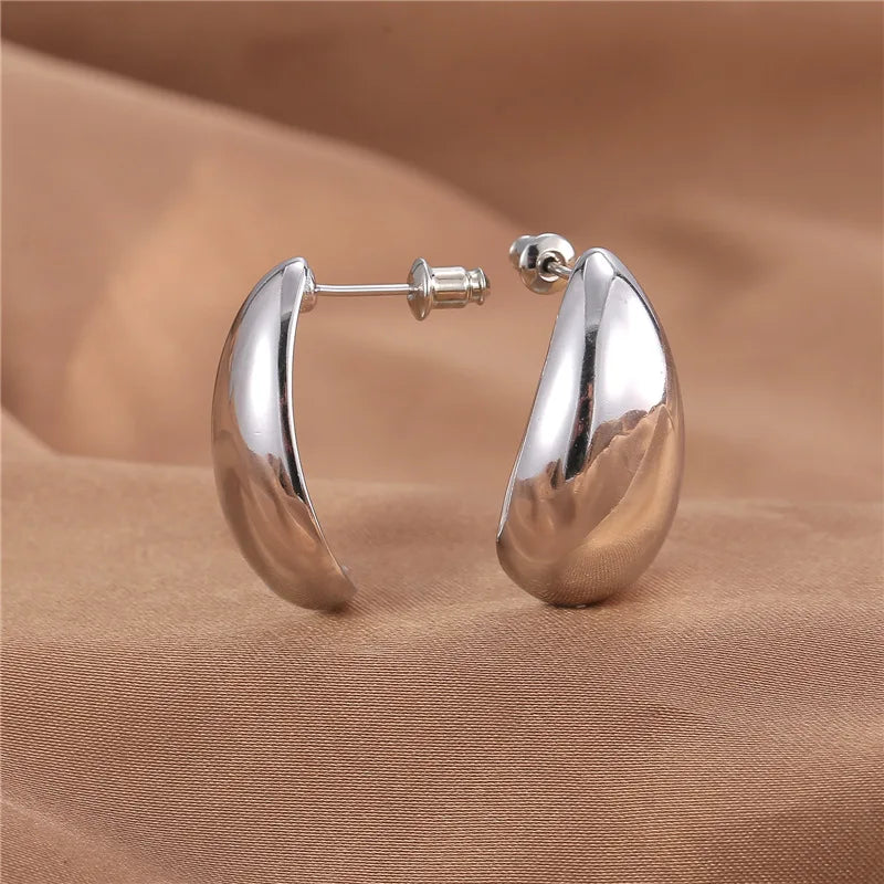 Exaggerate 50mm Big Water Drop 18K Gold Plated Metal Oversize Dupes Thick Drop Earrings Lightweight Stainless Steel Jewelry New