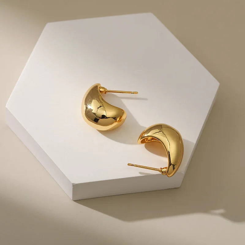 Exaggerate 50mm Big Water Drop 18K Gold Plated Metal Oversize Dupes Thick Drop Earrings Lightweight Stainless Steel Jewelry New