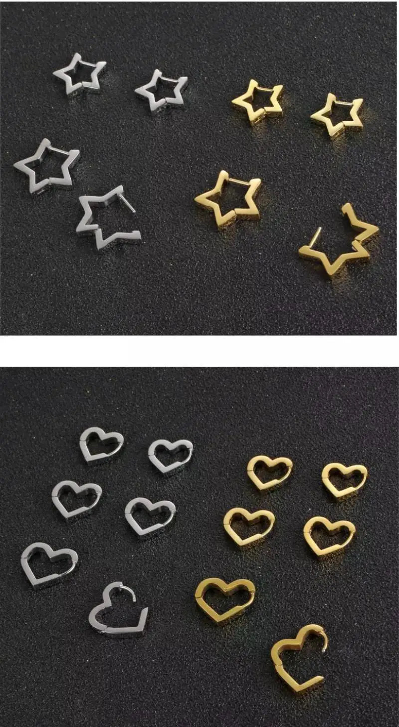 Stainless Steel Gold Color Square Hoop Earrings for Women Punk Hip-Hop Metal Geometric Earrings Trend 2024 Fashiom Jewelry Party