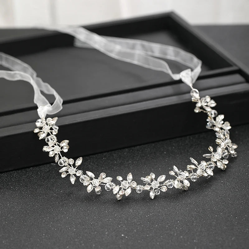 Handmade Silver Color Women Bridal Headbands Crystal Rhinestone Hairbands Wedding Hair Accessories Vines Party