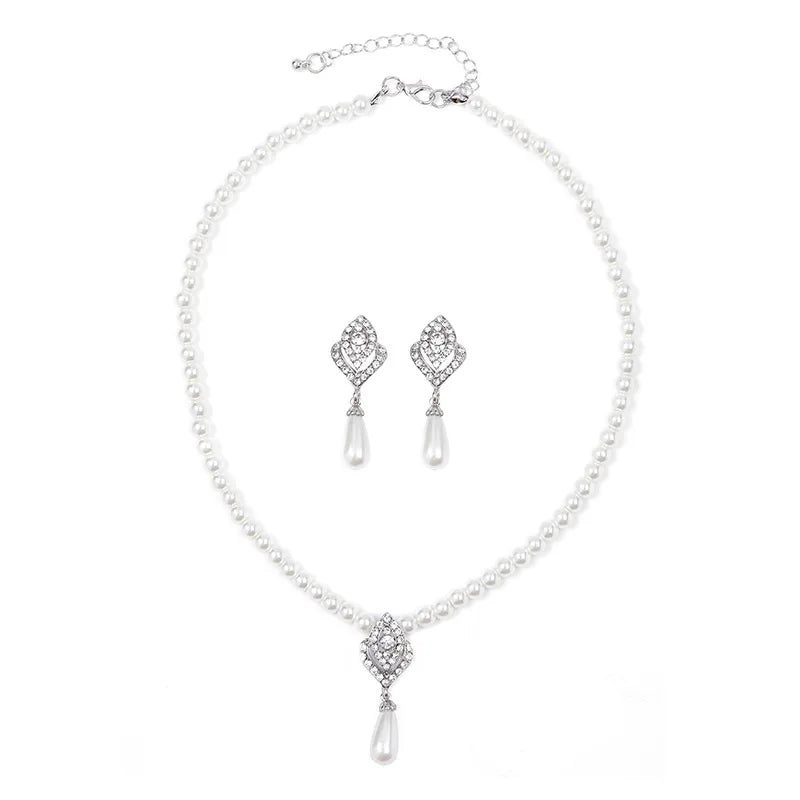 Pearl Necklace Set Women's Wedding Necklace Set Alloy
