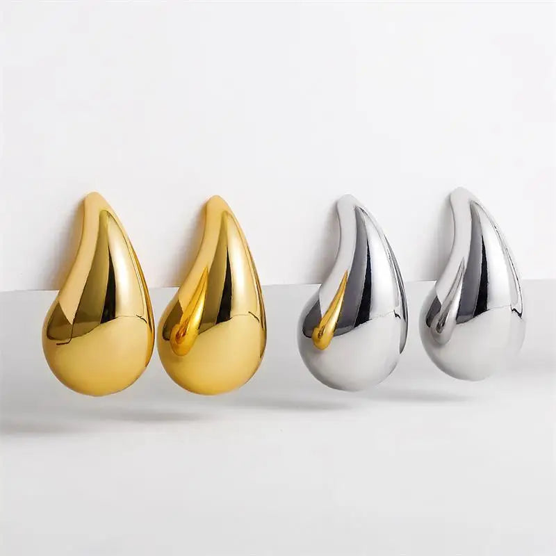 Exaggerate 50mm Big Water Drop 18K Gold Plated Metal Oversize Dupes Thick Drop Earrings Lightweight Stainless Steel Jewelry New