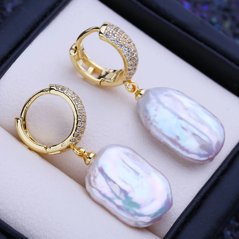FENASY Natural Freshwater Big Baroque Pearl Drop Earrings 925 Sterling Silver Party Wedding Jewelry Gifts For Women Wholesale