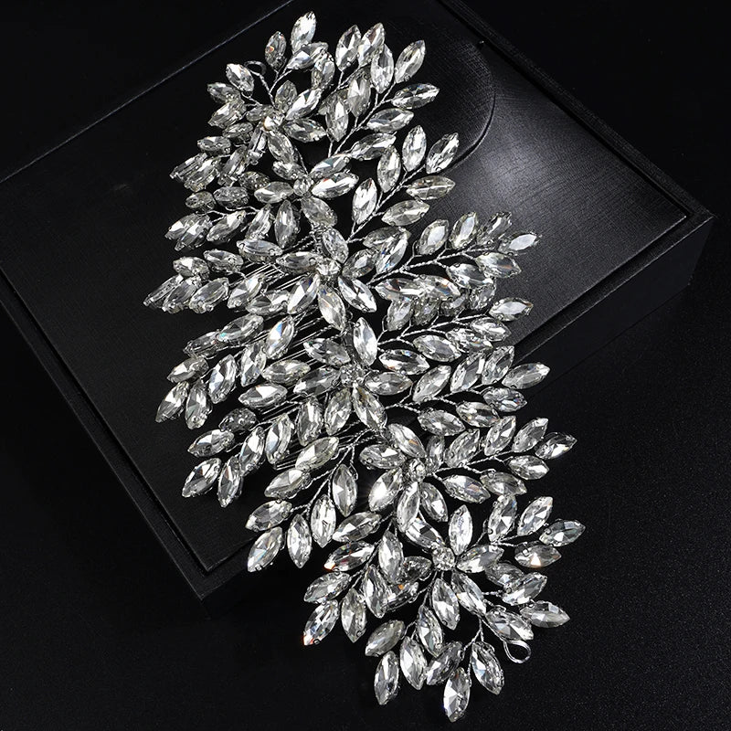 Green Rhinestone Bridal Hair Comb Headpiece Red Handmade Wedding Hair Accessories Party Jewelry Tiara for Women Girls Headdress