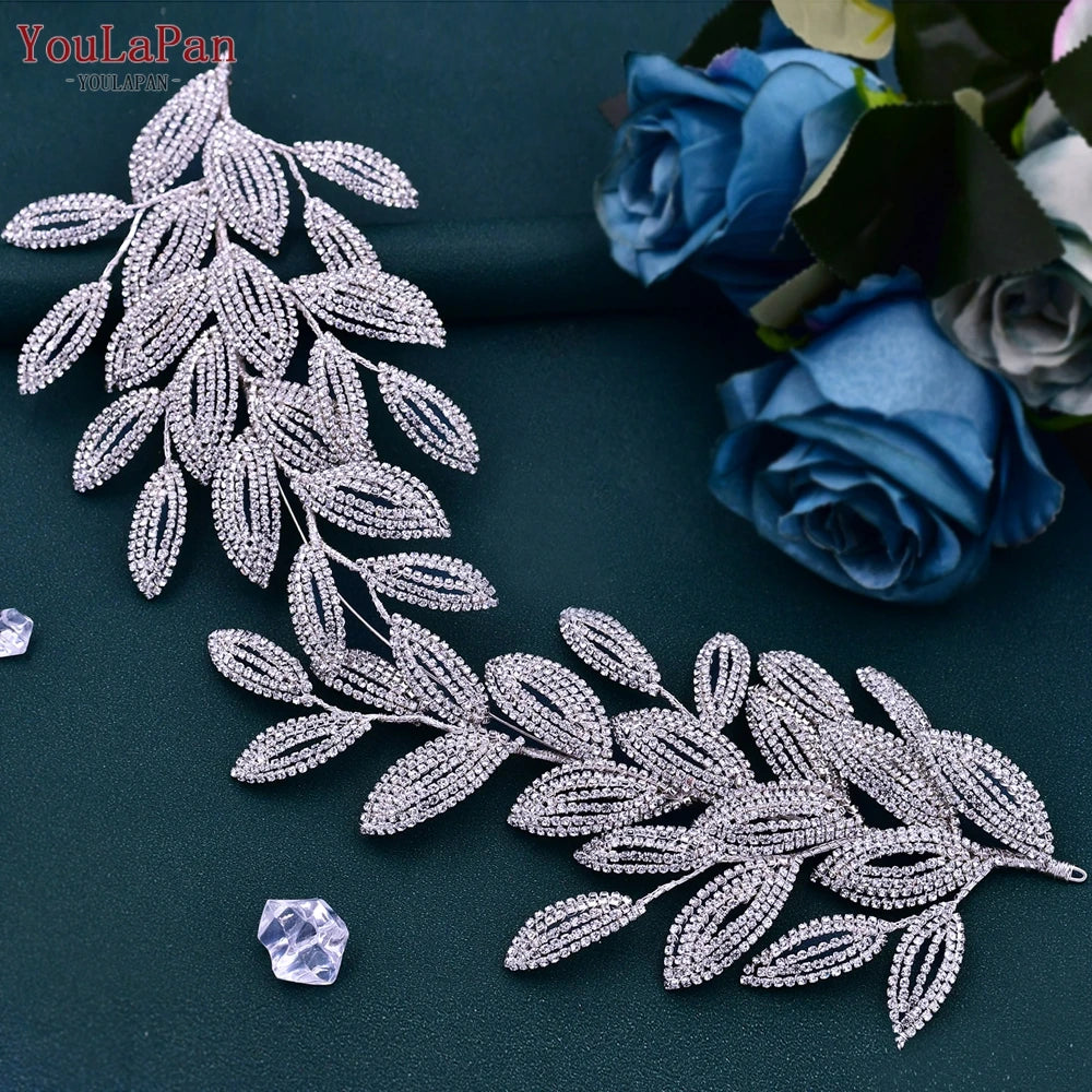 TOPQUEEN Wedding Headband Shiny Rhinestone Bridal Hair Accessories Women Headpiece Bride Tiara Bridesmaid Head Piece
