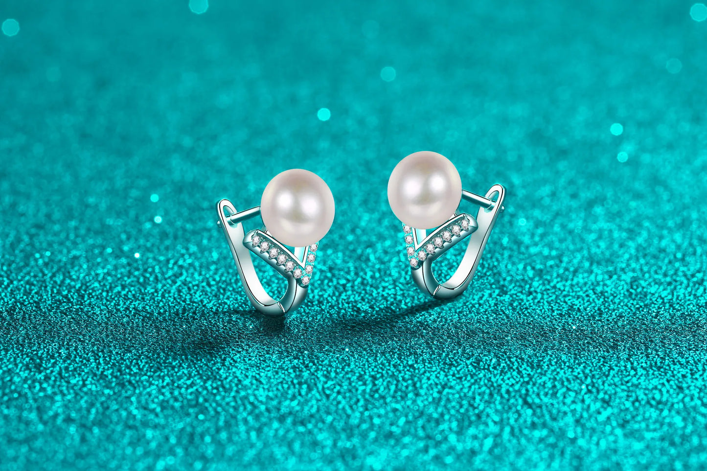 S925 Pure Silver Natural Freshwater 8mm Pearl Moissanite Party Earrings for Women
