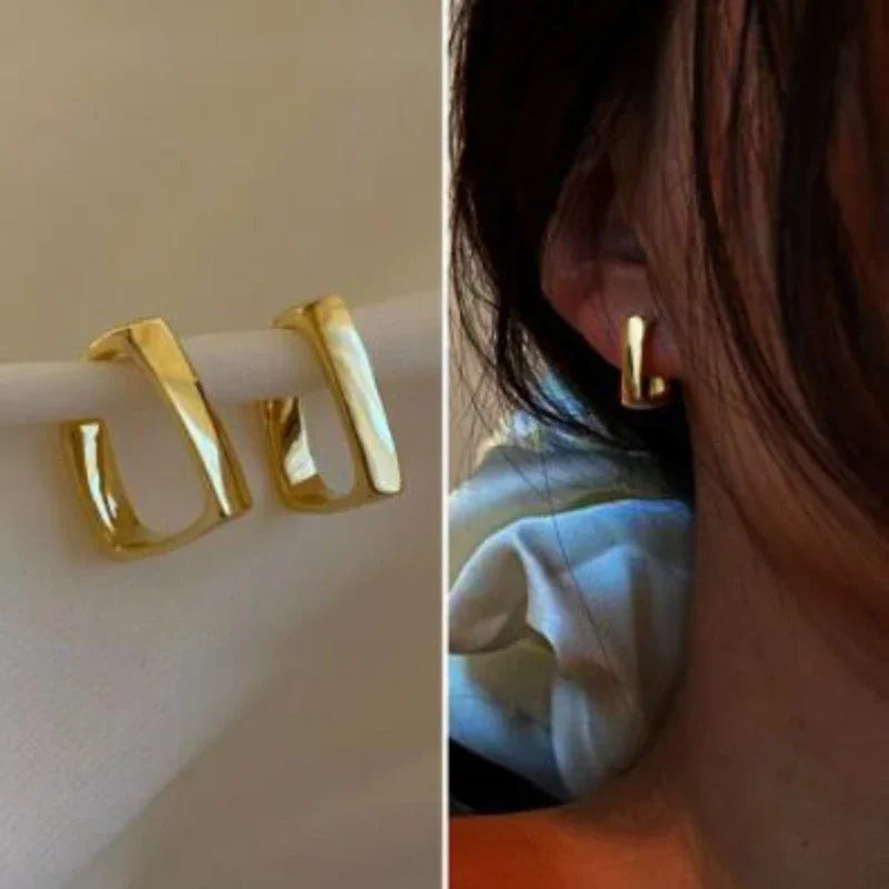New Geometric Metal Earrings Women's Irregular Big Square Earrings Femme Hoop Earrings Fashion Jewelry Gift Pendientes 2024