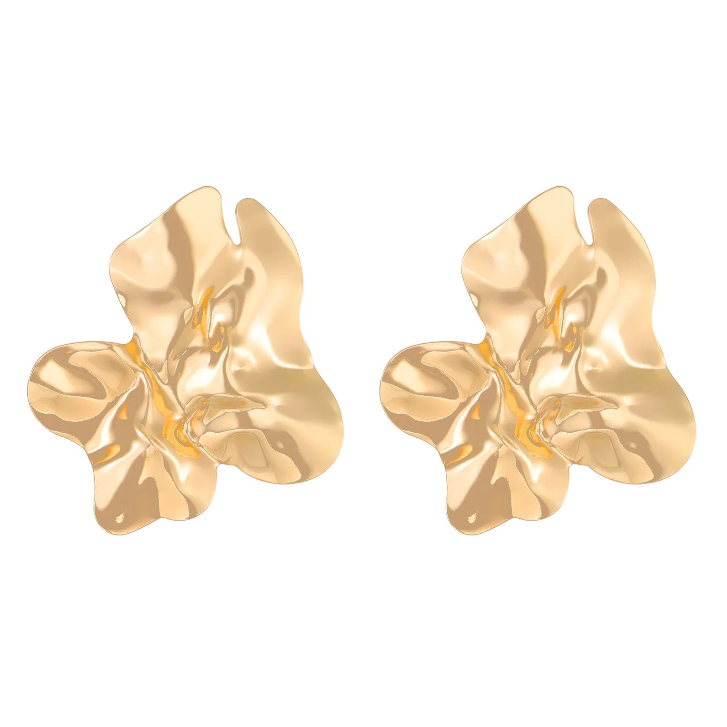 Stainless Steel Irregular Pleated Earrings For Women Metal Earing Jewelry 2024 Trending NEW Exaggerated Gold Color Earrings JN9