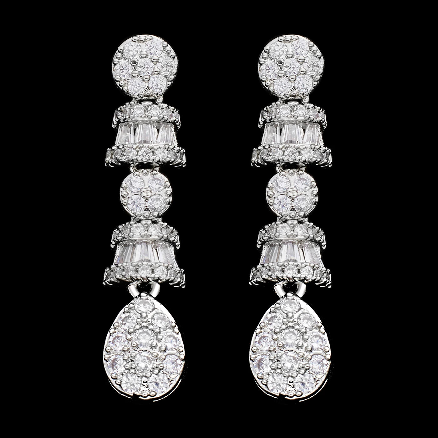Luxury Brilliant Cubic Zircon Ear Drop Necklace Heavy Dinner Jewelry Set Wedding Bridal Dress Accessories
