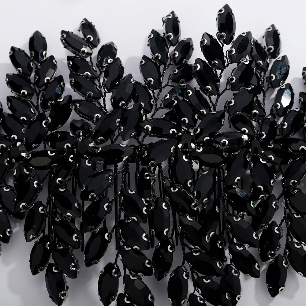 Green Rhinestone Bridal Hair Comb Headpiece Red Handmade Wedding Hair Accessories Party Jewelry Tiara for Women Girls Headdress