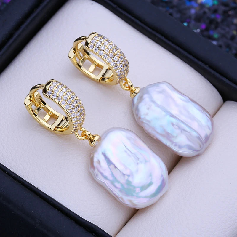 FENASY Natural Freshwater Big Baroque Pearl Drop Earrings 925 Sterling Silver Party Wedding Jewelry Gifts For Women Wholesale