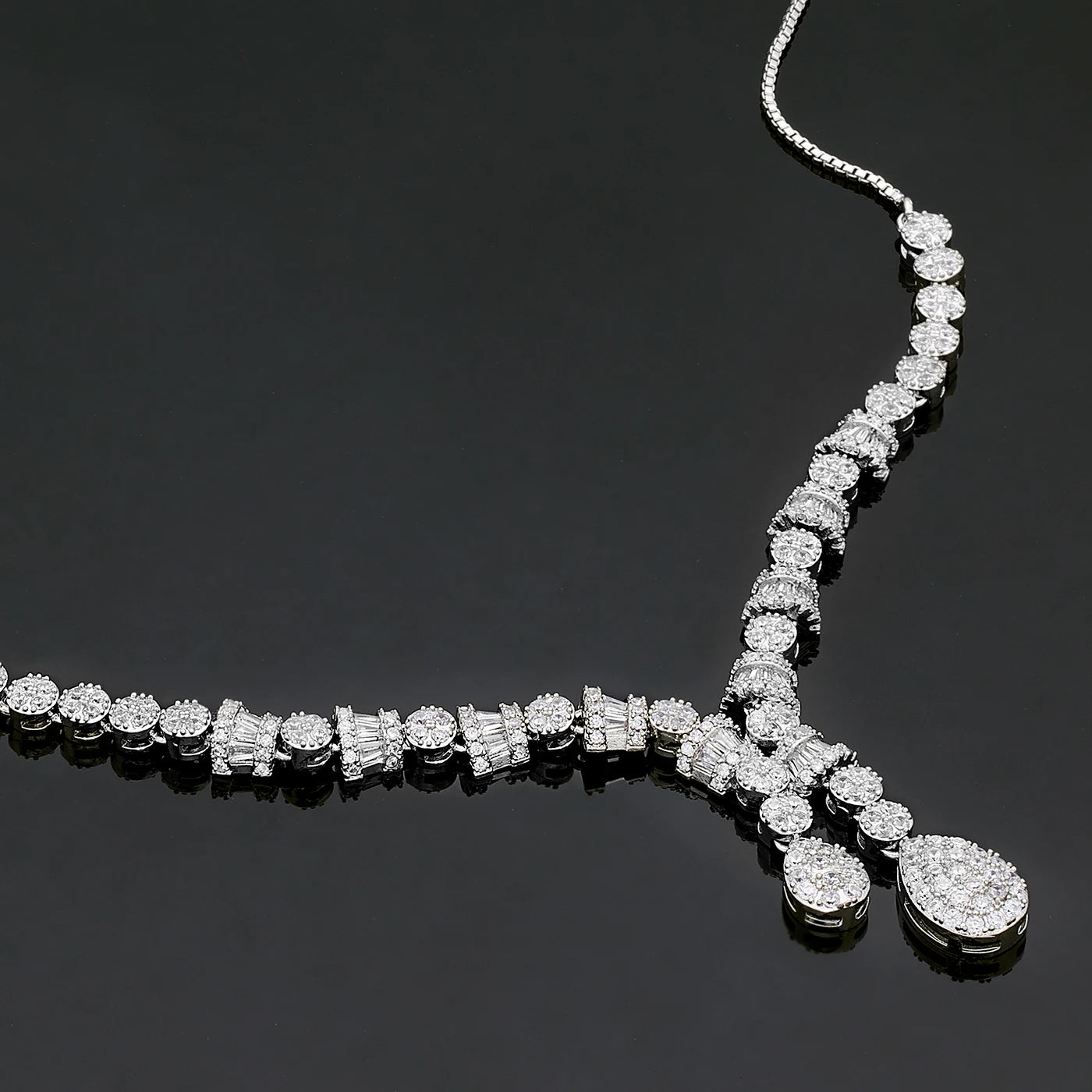 Luxury Brilliant Cubic Zircon Ear Drop Necklace Heavy Dinner Jewelry Set Wedding Bridal Dress Accessories