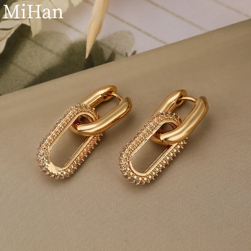 MiHan Fashion Jewelry European and American Design Metal Earrings For Women 2024 Trend New Exaggerative Ear Accessories